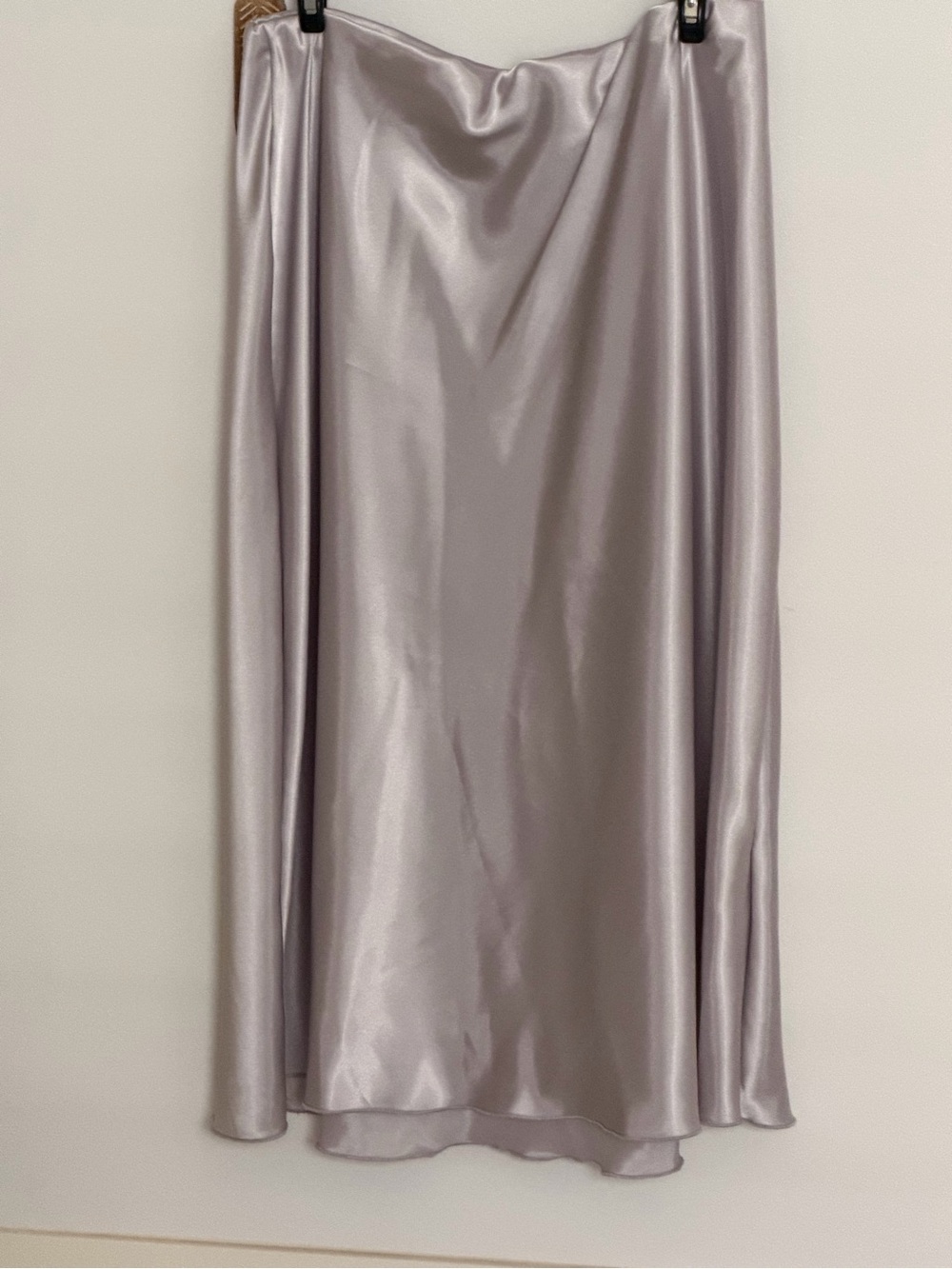 Nicole Miller Satin Slip Maxi Skirt in Silver Gray